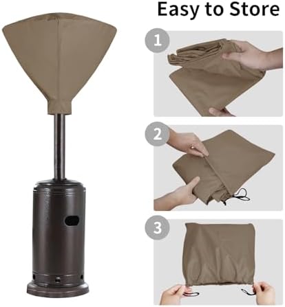 Easy-Going Patio Heater Head Cover, Outdoor Round 35"D Heater Cover, Camel - Image 6