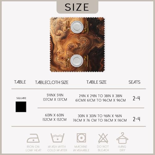 Brown Wood Grain Tablecloth 54x54 Inch Square Old Tree Trunk Vintage Farmhouse Table Cloth Decorations Table Cover for Party Picnic Kitchen Dinner Decor Outdoor - Image 6