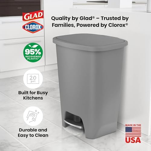 Glad Trash Can with Clorox Odor Protection | Plastic Bin, 20 Gallon, Grey - Image 6