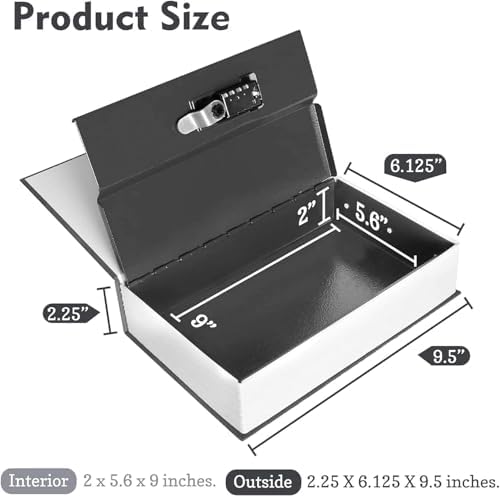 Decorative Book Safe with Combination Lock, Diversion Faux Book Hidden Safe - Image 2