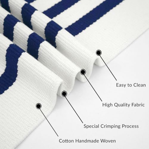 IOHOUZE 3x5 Striped Entryway Rug, Washable Front Door Mat, Navy White - Image 6