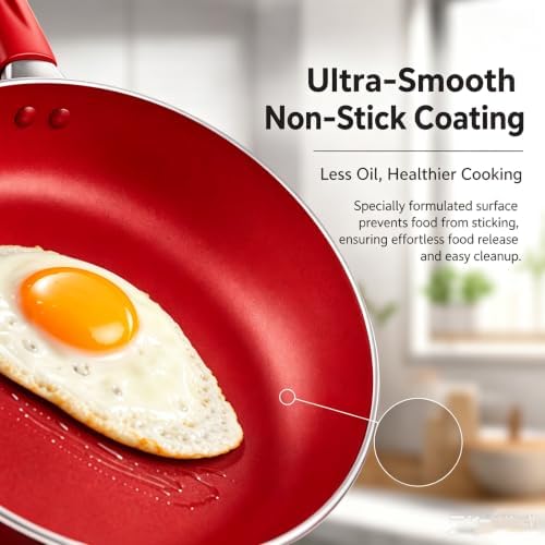 13-Piece Non Stick Pots and Pans Set,Cooking Pan Set,Maifan Stone Coating - Image 2