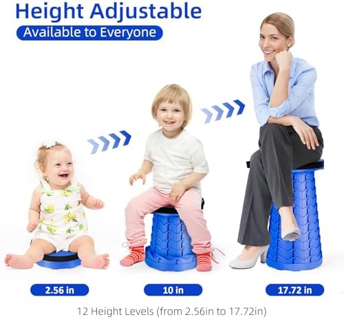 Qiguet Collapsible Stool, Folding Chair - Upgraded Portable Chair with Load Capacity 400lbs, Portable Stool for Camping Fishing Hiking - Folding Stool with Carrying Strap,Gifts for Fisherman(All Blue) - Image 3