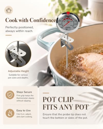 Candy Thermometer for Deep Frying, Cooking Oil Thermometer with Pot Clip - Image 5