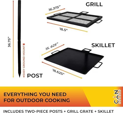 GameMaker Open Fire Cooking Grill | Adjustable Height Campfire Grate - Image 3