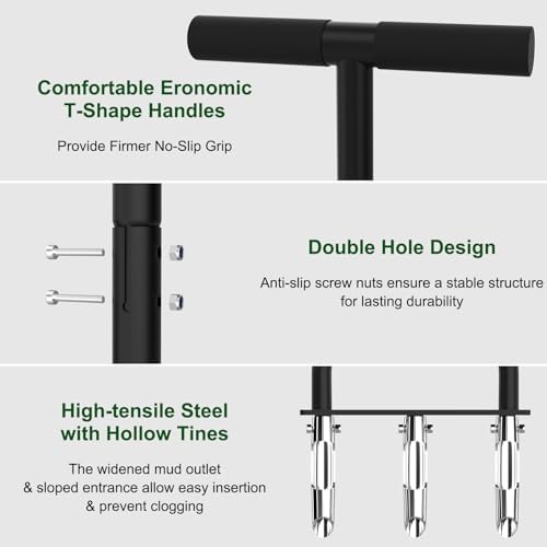 Lawn Aerator Coring Tool with 3 Hollow Tines - Image 2
