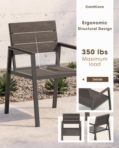 Outdoor Dining Set for 6, Aluminum Patio HDPS Outdooor Table and Chairs Set with Umbrella Hole, All Weather Patio Furniture Set, 7 Peice Patio Dining Table Set (Charcoal) - Image 5