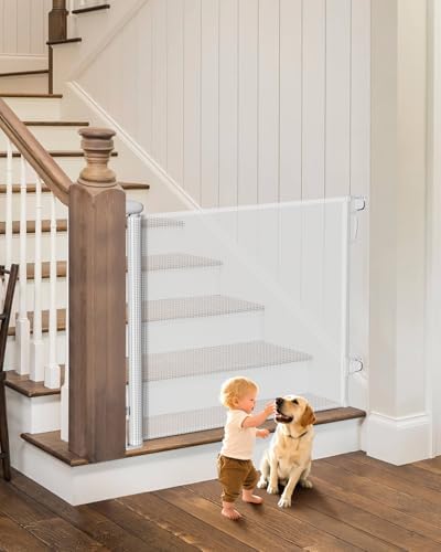 Retractable Baby Gates, 34" Tall Fits Up to 55" Wide, White by Home