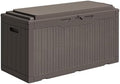 Greesum 100 Gallon Resin Deck Box Outdoor Storage with Cushion, Dark Brown by BuynowfromGreesum