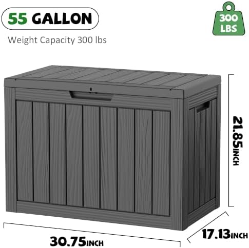 DRATO 55 Gallon Outdoor Storage Box Waterproof, Lockable Resin Deck Boxes - Image 2