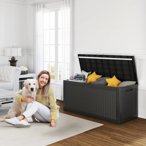 125 Gallon Outdoor Storage Box, Large Waterproof UV Resistant Deck Box, Lockable Storage Container for Patio Furniture Cushions Garden Tools and Pool Accessories(Black, 125 Gallon) - Image 2