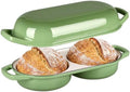 EDGING CASTING Enameled Cast Iron Double Bread Dutch Oven, Pistachio Green by EDGINGCOOKWARE