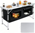 Camping Table with Storage, Portable Lightweight 3 Height Adjustable for Outdoor,Black by Pnbfhn