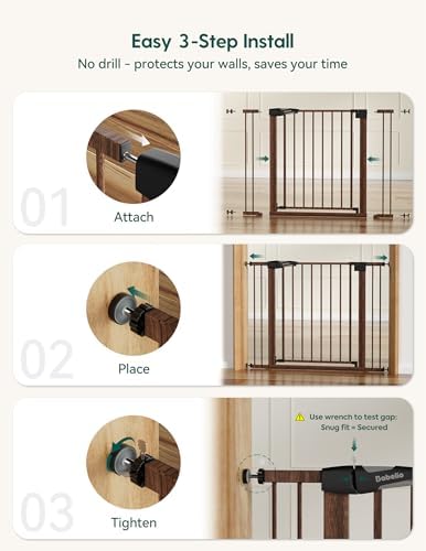 Babelio 29-55" Extra Wide Baby Gate, PressGuard P7, Black Wood Pattern - Image 5