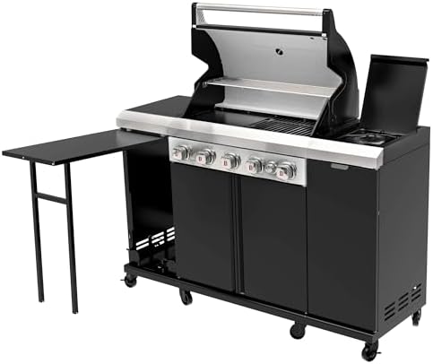 Flintex 5-Burner Gas Grill & Griddle with Side Burner, 698 sq.in Dual Fuel by FlintexGrills
