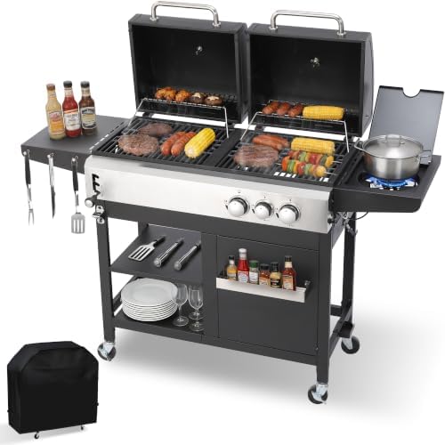 Gas and Charcoal Grill Combo with Side Burner, 29,000 BTU by Unknown