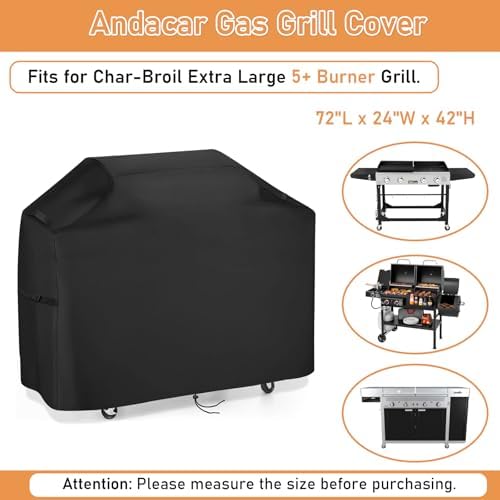 Gas Grill Cover for CharBroil 5+ Burner Gas Grill, Outdoor BBQ Cover Heavy Duty Waterproof Barbecue Grill Cover for Nexgrill - 72" L×24" W×42" H - Image 2