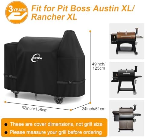 Kipiea 600D Pellet Grill Cover for Pit Boss Austin XL & Rancher XL, Waterproof BBQ Smoker Cover, UV Resistant, No Tear, No Fading - Image 2