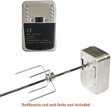 Universal Stainless Steel 304 Quiet Battery Powered Rotisserie Motor Cordless for Barbecue Grilling Camping, Dual use as Battery Motor and AC BBQ Motor(Battery and AC Adapter not Included) - Image 5