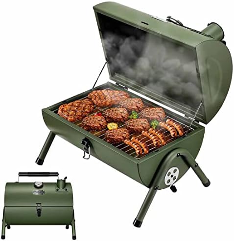 MAISON HUIS Small Charcoal Grill, Portable Tabletop BBQ Smoker for Outdoor Camping,Mini Grill for Tailgating, Hiking & Picnic, (Green) by MAISONHUIS