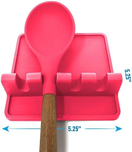 Zulay Kitchen Silicone Utensil Rest with Drip Pad for Multiple Utensils - BPA-Free, Heat-Resistant Spoon Rest & Spoon Holder for Stove Top - Kitchen Utensil Holder for Ladles & Tongs - Honeysuckle - Image 5