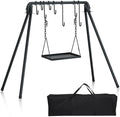 RELIANCER Grill Swing,Campfire Grill Cooking Stand w/8 Hooks & Storage Bag,Cast Iron BBQ Party Swing Grilling Cooking Rack,Outdoor Picnic Camping Cookware Hanging Rack,Collapsible Bonfire Barbecue Set by RELIANCER