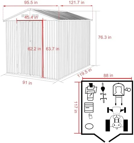 VEIKOU 8x10FT Outdoor Storage Shed with Thickened Galvanized Steel, Metal Storage Shed with Lockable Door & Air Vents, Garden Tool Metal Shed for Patio Garage Yard, Gray - Image 2