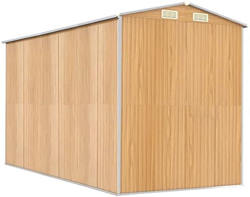 Outdoor Storage Cabinet,Outdoor Storage,Garden Shed Light Brown 75.6"x140.6"x87.8" Galvanized SteelIdeal for Gardens, patios, Tool Sheds - Image 6