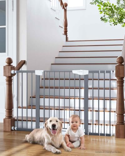 Cumbor 29.7-54.2" Wide Baby Gate, Auto-Close Dog Gate Indoor Gray by Cumbor