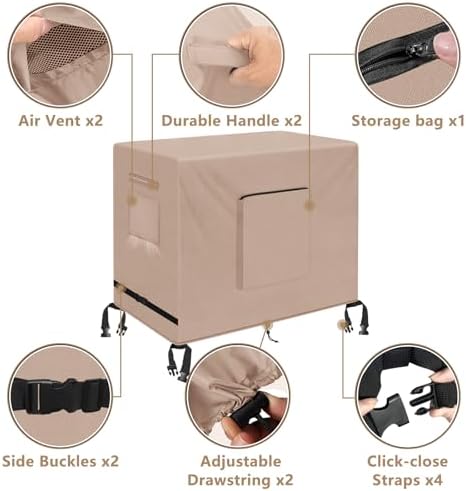 Kovshuiwe Outdoor Dining Cart Cover - Heavy Duty Waterproof Cover for Royal Gourmet Cart Flattop Worktable PC3401S & PC3401B, Compatible with 40 inch Outdoor Utility Cart-40 x 24 x 32 Inch, Khaki - Image 4