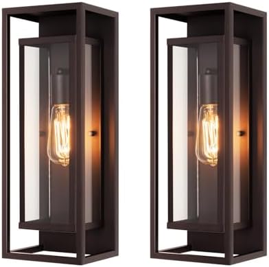 mirrea 18" Modern Outdoor Porch Wall Light, Oil Rubbed Bronze, 2 Pack by mirrea
