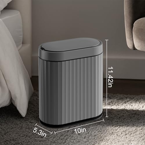 ELPHECO Bathroom Trash Can with Automatic Lid, 2 Gallon, Cement Grey Black - Image 2