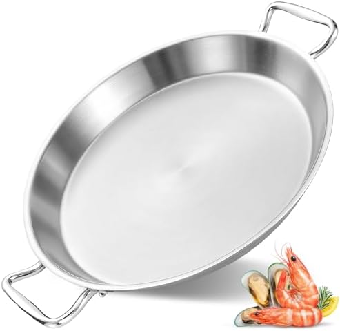 LOLYKITCH 16-Inch Tri-Ply Stainless Steel Paella Pan | Induction Compatible by LolyKitch