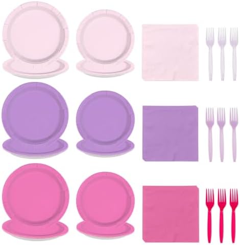 96 Pcs Purple Pink Butterfly Birthday Party Decorations , Serves 24 by Greencian