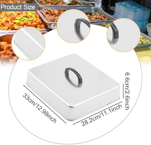 Grill Lid Steaming Food Cover Cooking Dome Rectangular Grilling Dome Burger Cover for Commercial BBQ Flat Top Griddle Patties, 33x28.2x6.6cm - Image 6