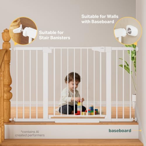 Cumbor 29.7-51.5 in Extra Wide Baby Gate for Stairs, Dog Gate Indoor White - Image 6