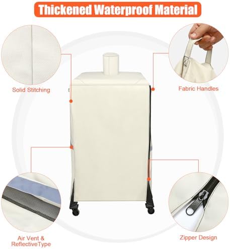 QuliMetal Vertical Smoker Cover for Pit Boss 4/5/7 Series Vertical Smokers, PBV4PS1, PBV5PW1, PBV4PS2, PBV5P1, 600D Waterproof Fade Resistant Grill Cover with Zipper Design for Pitboss 73550, Beige - Image 5