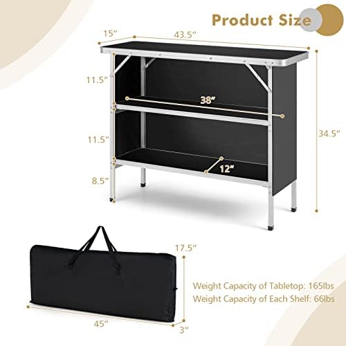 COSTWAY Folding Picnic Camping Table, Portable Camping Table with Carry Bag - Image 2