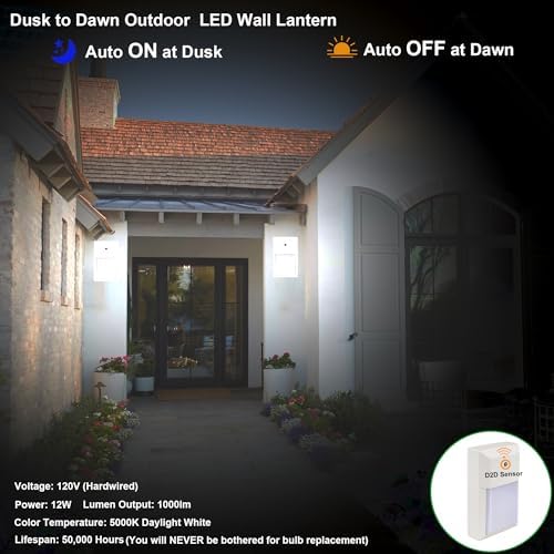 LIT-PaTH Outdoor Wall Light Fixture, Aluminum, LED 5000K, White, 2 Pack - Image 4