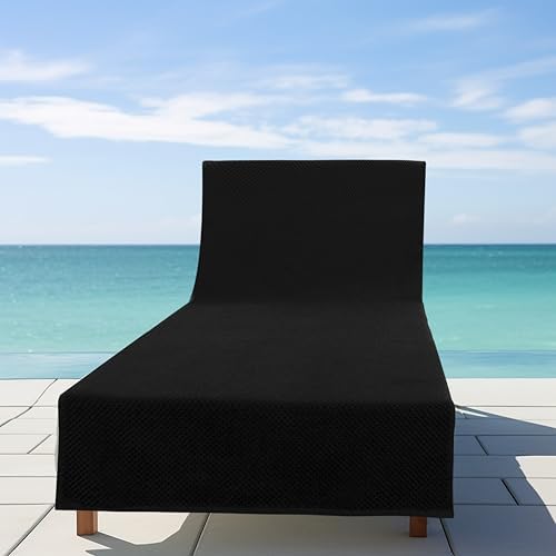COTTON CRAFT Pool Lounge Chair Cover - 2 Pack Euro Spa Waffle Weave - Black - Image 5