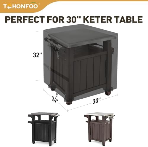 Outdoor Grill Cart Prep Table Cover 600D for 30-inch Keter Unity Portable Outdoor 40 Gal Table with Storage Cabinet, Waterproof UV Resistant Outside bbq Bar Cart Cooking Station Cover, 30" x 24" x 32" - Image 2
