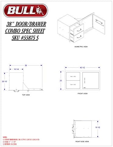 Bull Outdoor Products 55875 38" Door/Drawer Combo – 304 16 Gauge Stainless Steel, Soft Close Drawers, Double Walled Door, Access for Propane Tanks, Rust Resistant Outdoor Kitchen Storage - Image 3