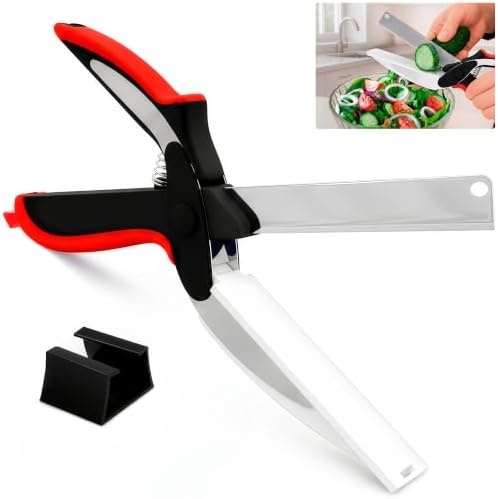 2 in 1 Kitchen Scissors for Food with Cutting Board, Safety Lock by LIBERHAUS
