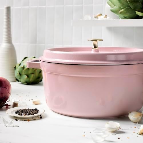 Staub Cast Iron Round Dutch Oven, Made in France, 5.5-qt, Peony Pink - Image 4