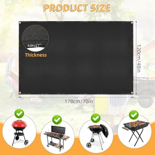 Under Grill Mat for Outdoor Grilling, 70 x 48 inches Double-Sided Fireproof Waterproof BBQ Protector for Deck and Patio Under Grill Mat for Outdoor BBQ - Image 2
