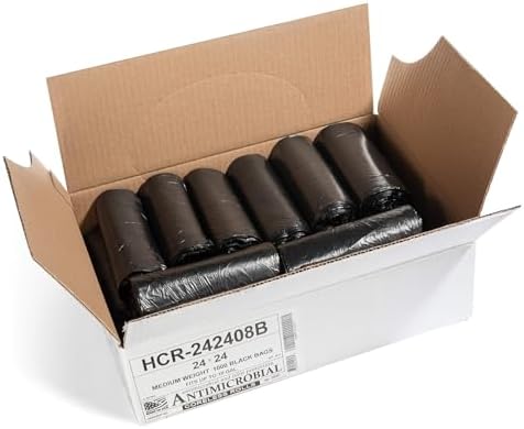 Aluf Plastics 10 Gal Black Trash Bags, 8 Micron (EQ.), 24" x 24" (1000 Pk) - Image 2