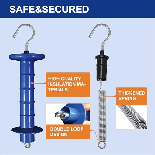 15 Pack Electric Fence Insulated Plastic gate Handle with Internal Spring and Double Ring end, Blue，for Electric Fence Gate Livestock Fence Agricultural Fencing and Pasture - Image 2
