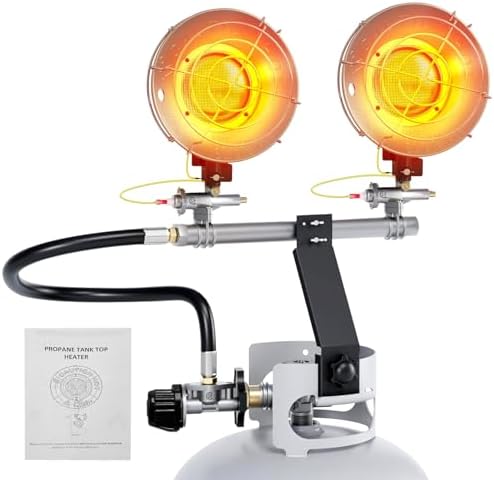 30000 BTU Propane Heater Outdoor, Propane Tank Heater Attachment Double Tank Top Radiant Gas Heater With Tip-Over Protection, 3 Heat Settings, Safety Shut-Off Valve for Patio,Camp,Fish,Garage. by Unknown