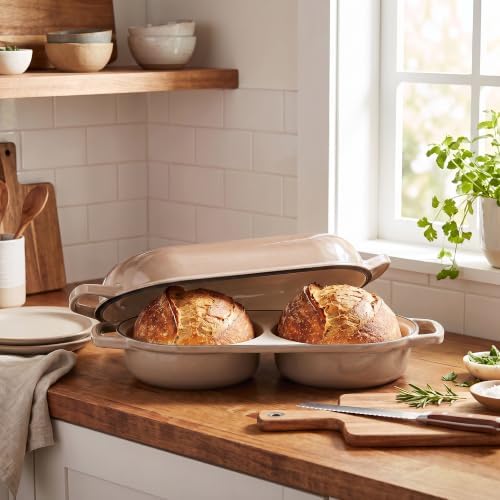 EDGING CASTING Enameled Cast Iron Double Bread Dutch Oven, Mocha - Image 4