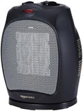 Amazon Basics Oscillating Ceramic Space Heater, Portable Fast Heating Indoor Solution, With Overheat and Tip-Over Protection, Thermostat, 1500W, 7.52"D x 6.34"W x 9.45"H, Black by AmazonBasics